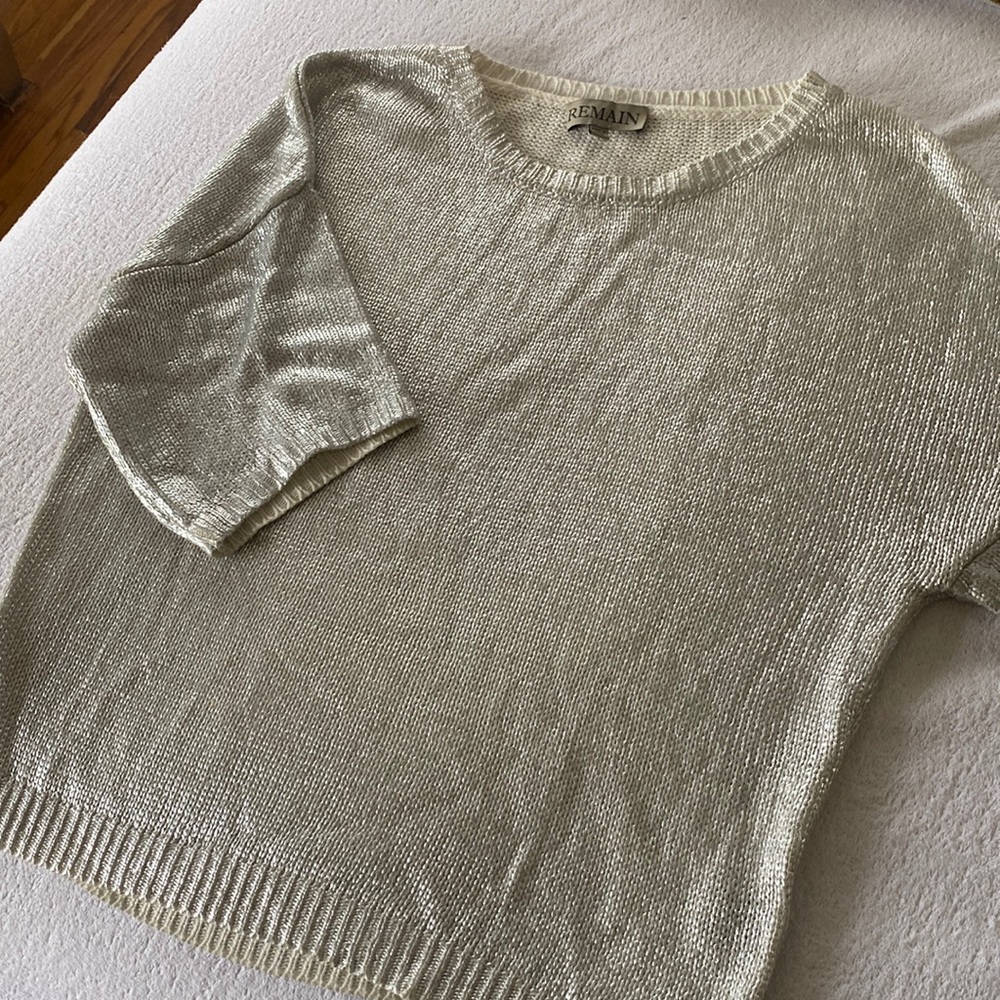 Silver short sleeve dolman style sweater xs